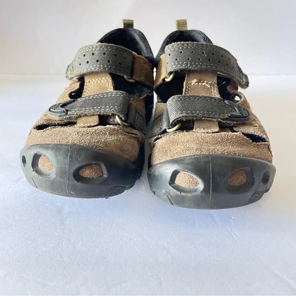 Ecco Brown & Black Durable Comfort Kids Closed Toe Velcro Gorpcore Sandals 12